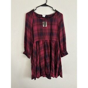 Urban Outfitters‎ Cooperative Red Plaid Flannel Babydoll Dress Size XS *NWT*